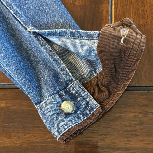 Cabin Creek Vintage Blue Denim Barn Jacket with Brown Corduroy Collar Size S - Picture 11 of 11